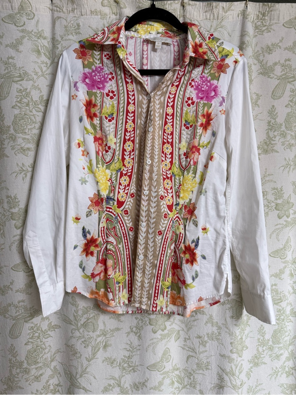 Etcetera Floral Button Down Blouse